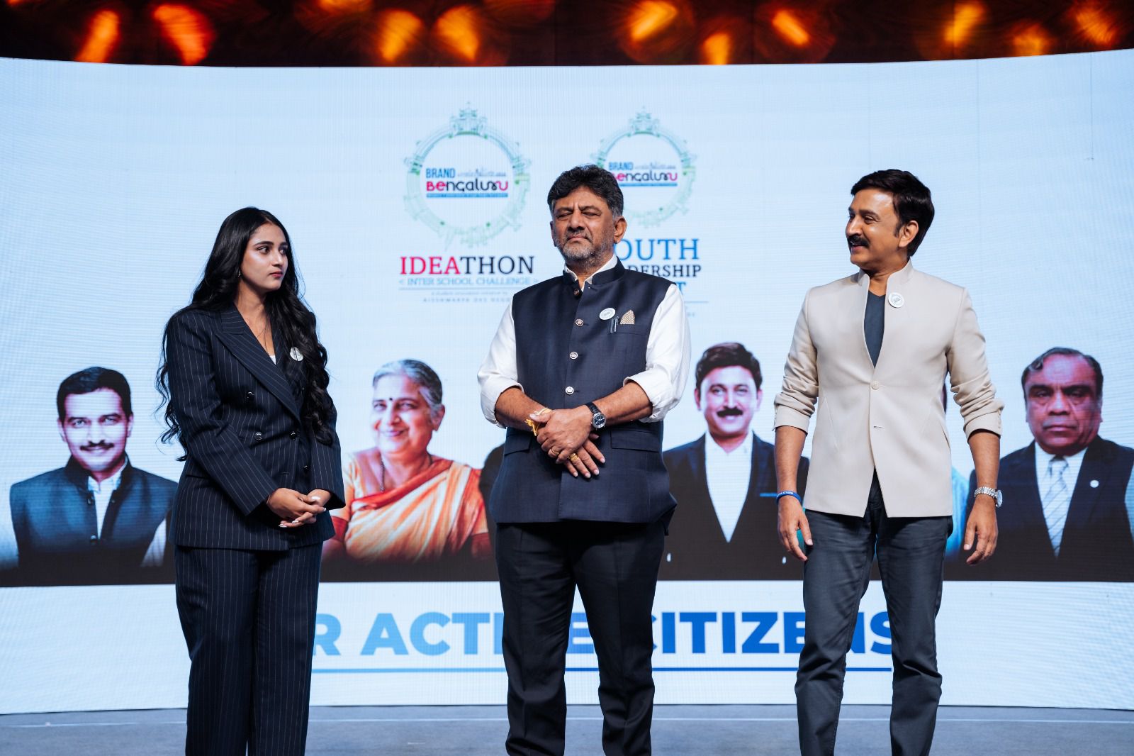 Dignitaries on stage at the Brand Bengaluru Ideathon and Youth Leadership Summit